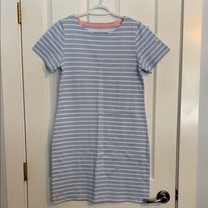 Joules Blue and White Striped Cotton Stretch Mini Dress
